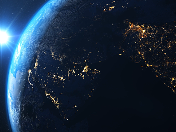 太阳照亮地球表面 地球缓慢转动 4K超高清分辨率3840*2160视频素材下载