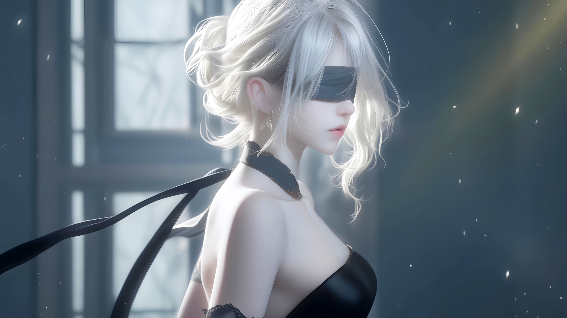 蒙着眼睛的美女背着光 精选4K高清电脑壁纸图片最火爆免费壁纸下载