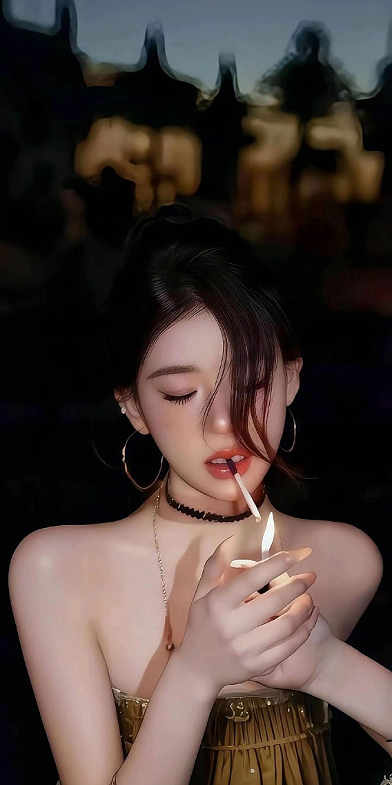 性感美女正在点烟 最新手机壁纸图片原图免费下载