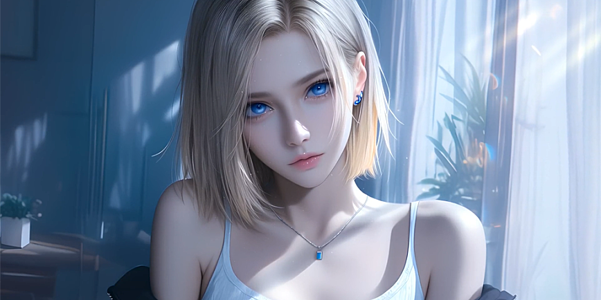 金色短发蓝色眼睛吊带美女 精选高清电脑壁纸图片最火爆免费壁纸下载