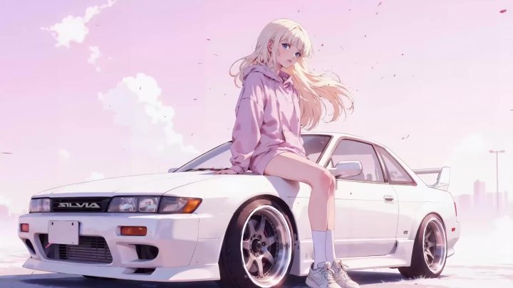 动漫美女汽车